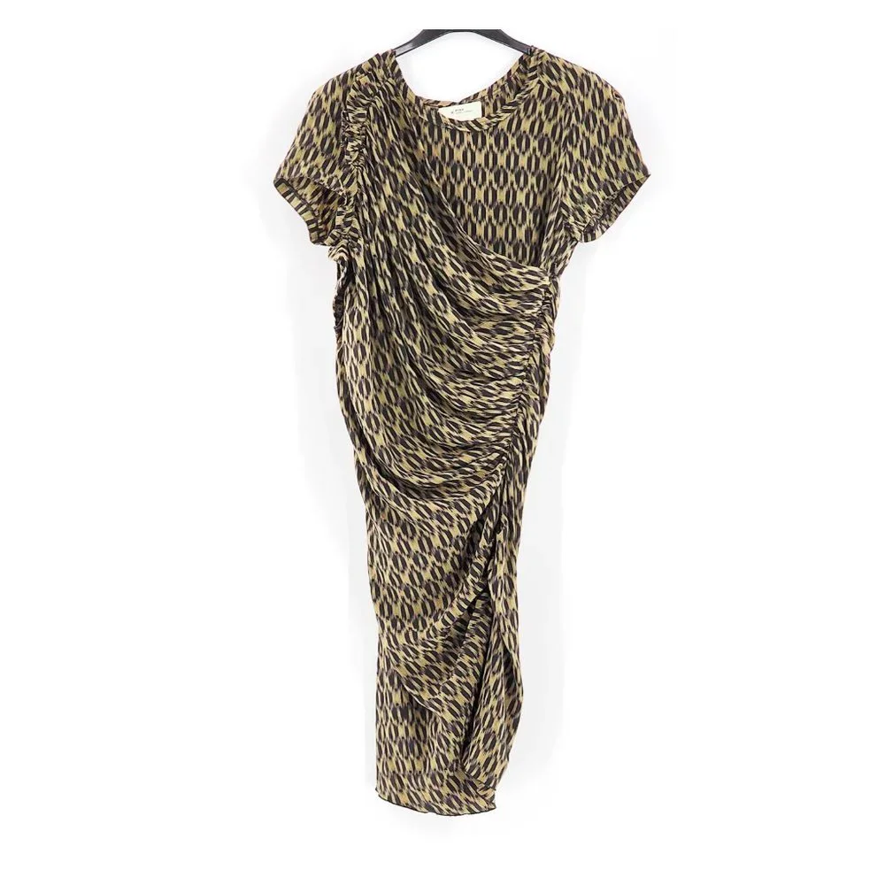ISABEL MARANT Etoile 100% Silk Ruched Leopard Print Dress - Picture 11 of 13